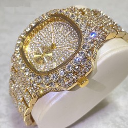 Luksusowy zegarek kwarcowy z kryształkami - wodoodpornyZegarki