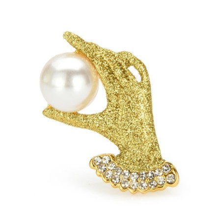 Kryształowa dłoń z perłą - elegancka broszkaBroszki