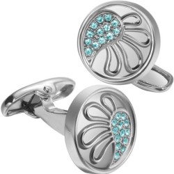 Elegant round cufflinks - with blue crystalsCufflinks