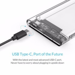 ORICO - 2,5 cala - przezroczysta obudowa HDD - z kablem - typ C Gen 2 - USB3.1External HDD case