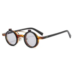 Małe okrągłe okulary przeciwsłoneczne - odchylane soczewki - UV400Okulary Przeciwsłoneczne