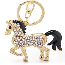Kryształowy złoty koń - brelokBreloczki Do Kluczy