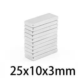 N35 - magnes neodymowy - mocny prostokątny blok - 25mm * 10mm * 3mmN35
