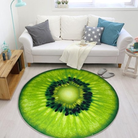 Okrągły dywan dekoracyjny - wzór owoców - kiwiDywany
