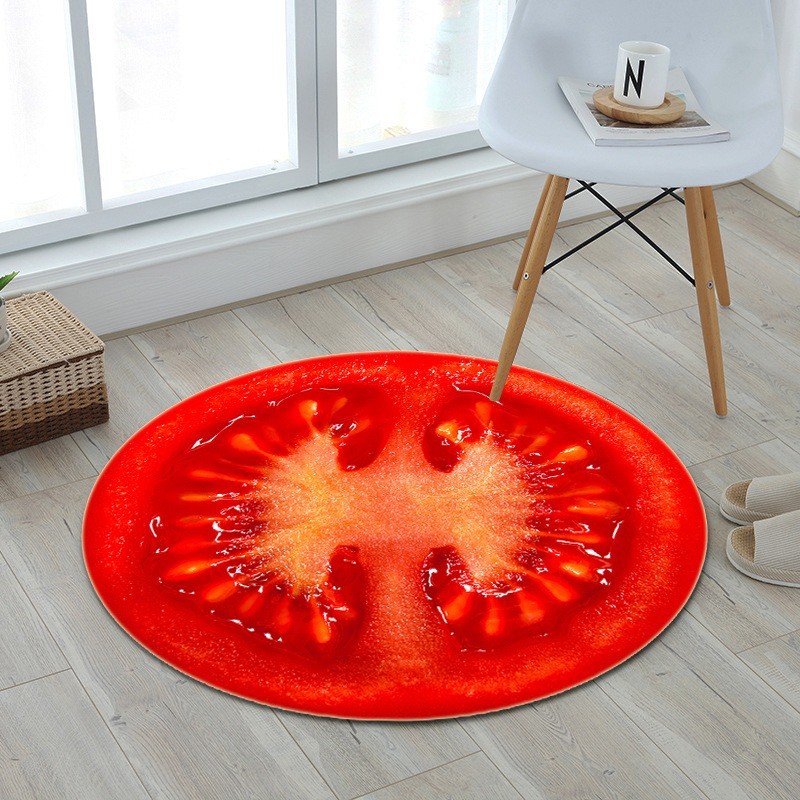 Okrągły dywan dekoracyjny - wzór owoców - pomidorDywany