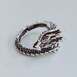 Srebrny pierścionek w kształcie smokaPierścionki