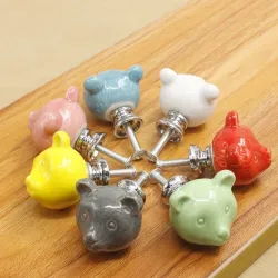 Ceramiczny miś 3D - uchwyty meblowe - gałkiMeble