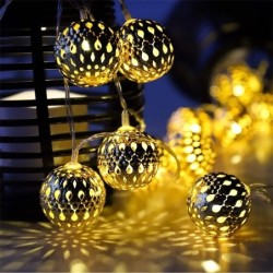 Sznurek LED - srebrne metalowe kule - zasilany bateryjnie - dekoracja świąteczna / ogrodowaŚwiatła