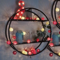 LED string garland - with rattan balls - battery powered - 2.5mChristmas