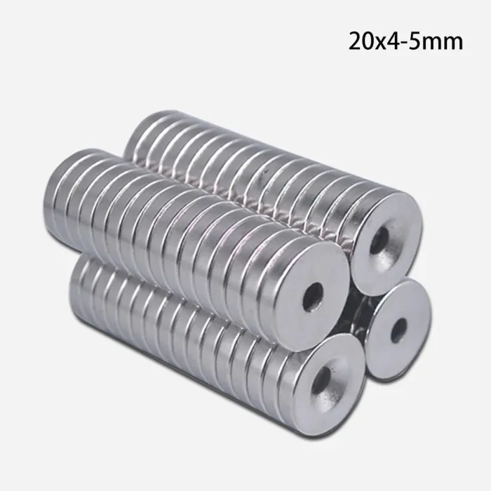 N35 - magnes neodymowy - mocny okrągły krążek - 20mm * 4mm - z otworem 5mmN35