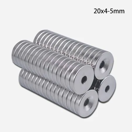 N35 - magnes neodymowy - mocny okrągły krążek - 20mm * 4mm - z otworem 5mmN35