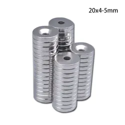 N35 - magnes neodymowy - mocny okrągły krążek - 20mm * 4mm - z otworem 5mmN35