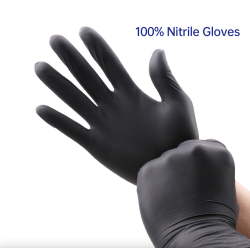 Jednorazowe rękawiczki nitrylowe - uniwersalne - do kontaktu z żywnością - wodoodporne - czarneZdrowie & Uroda
