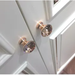 Rose gold furniture handles - knobs with crystal - 10 piecesFurniture