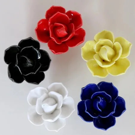 Ceramiczne uchwyty meblowe - w kształcie kwiatu lotosu - 10 sztukMeble