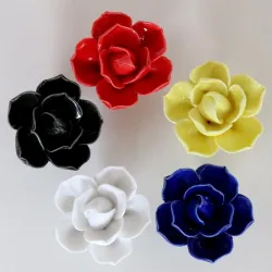 Ceramic furniture handles - lotus flower shaped - 10 piecesFurniture