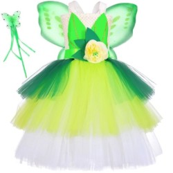 Kostium wróżki - zielona sukienka - ze skrzydełkamiKostiumy
