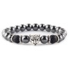 Natural stone - black beads - bracelet - metal wolf / owl / buddhaBracelets
