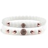 White stone beaded bracelet - decorative crystal balls - 2 piecesBracelets