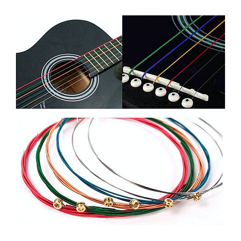 Kolorowe struny do gitary - komplet 6 sztukGitary