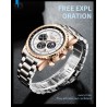 LIGE - luksusowy zegarek kwarcowy - świecący - stal nierdzewna - wodoodporny - różowe złoto / białyZegarki