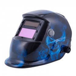Samościemniający kask spawalniczy - LCD - niebieska czaszkaKask Spawalniczy