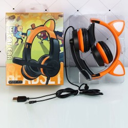 Glowing cat ears headphones - wired headset - with microphoneHeadsets