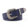 Vintage leather belt - with carved metal buckleBelts