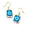 Golden earrings with blue crystal topaz / rhinestonesEarrings