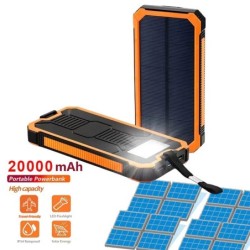 Solar power bank - battery charger - dual USB - waterproof - 20000mAhPower Banks