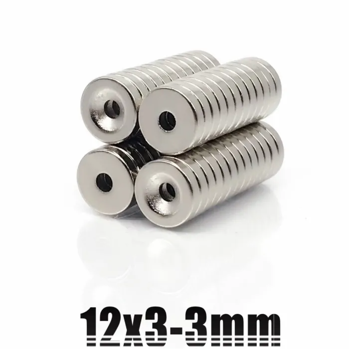 N35 - neodymium magnet - strong round disc - 12mm * 3mm - with 3mm holeN35