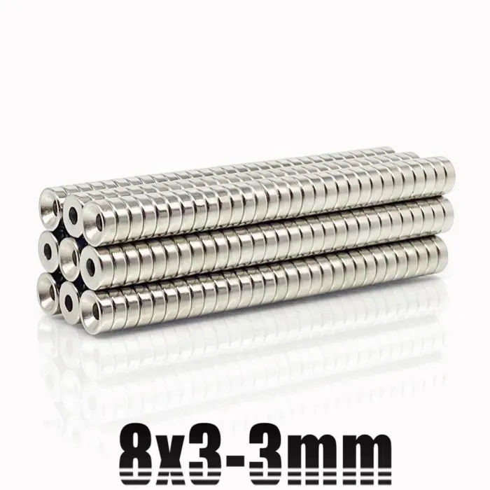 N35 - neodymium magnet - strong round disc - 8mm * 3mm - with 3mm holeN35