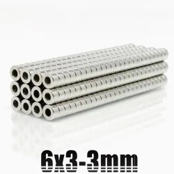 N35 - magnes neodymowy - mocny okrągły krążek - 6mm * 3mm - z otworem 3mmN35