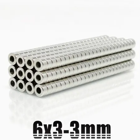 N35 - magnes neodymowy - mocny okrągły krążek - 6mm * 3mm - z otworem 3mmN35