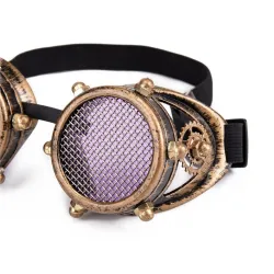 Okrągłe gogle steampunkowe / vintage - wymienne soczewki / metalowa siatkaOkulary Przeciwsłoneczne
