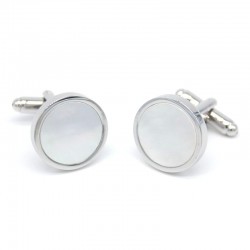 Silver pearl round cufflinksCufflinks