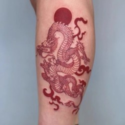 Tymczasowy tatuaż - naklejka - czerwony smokNaklejki