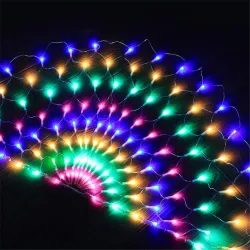 Kolorowa pawia siatka - sznurkowe lampki LED - 3 MŚwięta Bożego Narodzenia