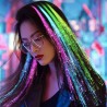 Świecące włosy - spinka do włosów z kolorowymi świecącymi sznureczkami LEDPeruki