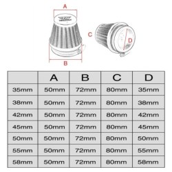 Universal motorcycle carburetor - air filter cleaner - intake pipe - mushroom headCarburettors