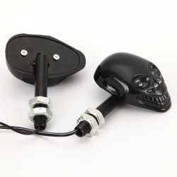 Motorcycle turn signal lights - black skull - LED - amber light - 12V - 2 piecesTurning lights