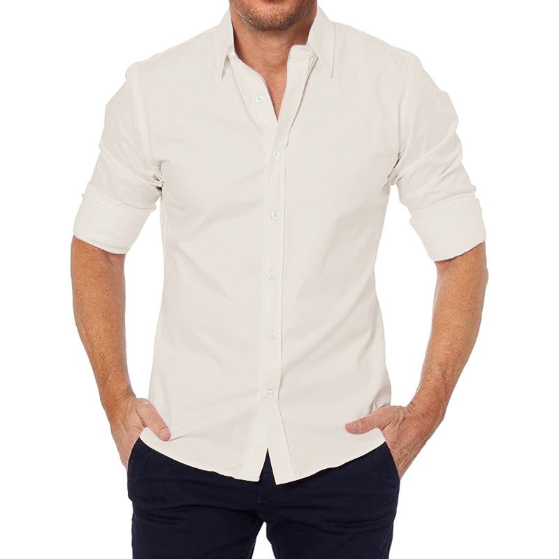 Elegancka koszula z długim rękawem - z zamkiem / guzikami - slim fitT-shirt
