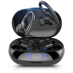 TWS VV2 - słuchawki Bluetooth - zaczep na ucho - z mikrofonem / ładowarką / wyświetlaczem LEDSłuchawki