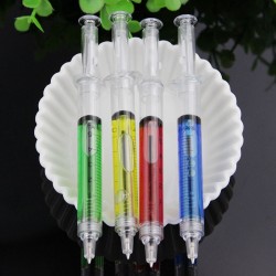 Długopis w kształcie strzykawki z płynem - 4 sztukiOłówki & Długopisy