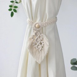 Curtain tieback - bohemian braided with tassel leafCurtains