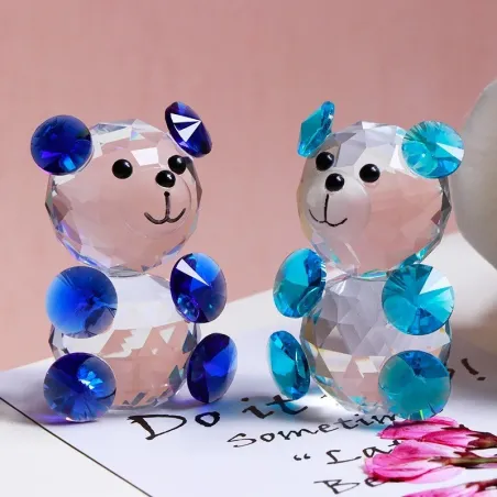 Kolorowy kryształowy miś - figurka - miniaturkaPosągi & Rzeźby