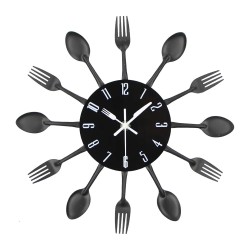 Modern wall clock - with kitchen cutleryClocks