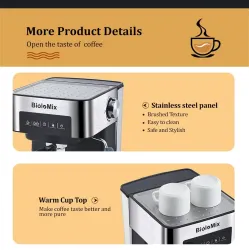 copy of BioloMix - ekspres do kawy - do espresso / cappuccino / latte / mokka - ze spieniaczem do mleka - 20 BarBar Zaopatrzenie