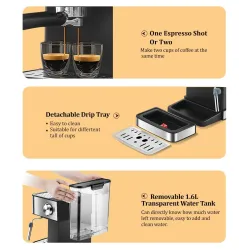 BioloMix - coffee maker machine - for espresso / cappuccino / latte / mocha - with milk frother - 20 BarBar supply