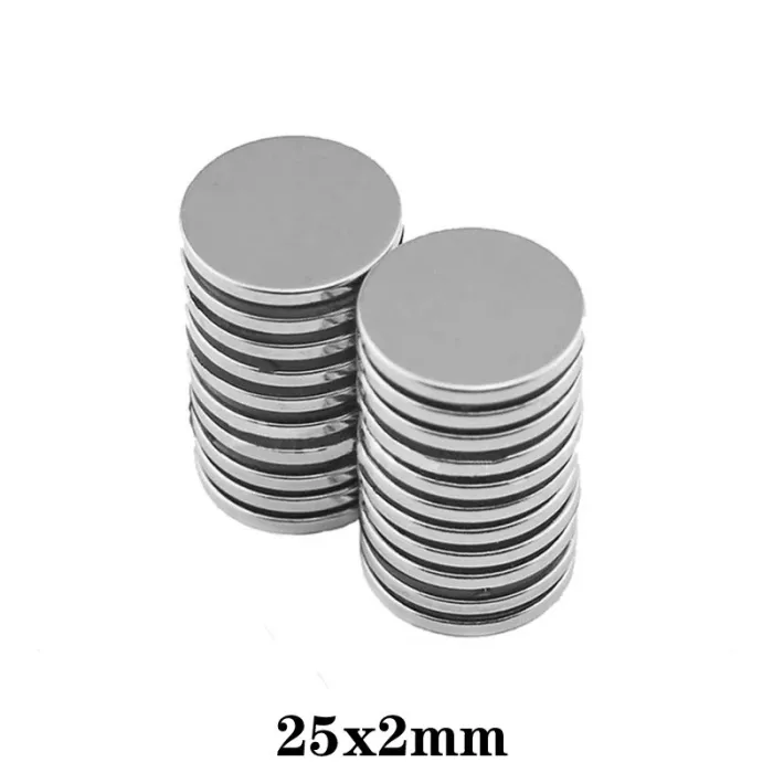 N35 - neodymowy magnes - silny okrągły dysk - 25mm * 2mm - 10 sztukN35